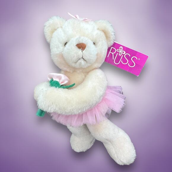 Vintage White Russ LITTLE TUTU Ballet Hugs - Ballerina Teddy Bear Plush 8" NWT - Picture 1 of 7